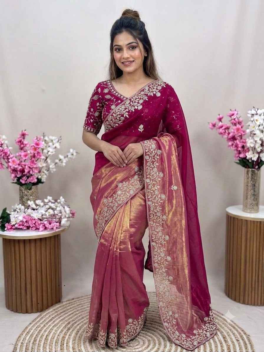 SPACE SILK SEQUENCE BRITS WORK SAREE