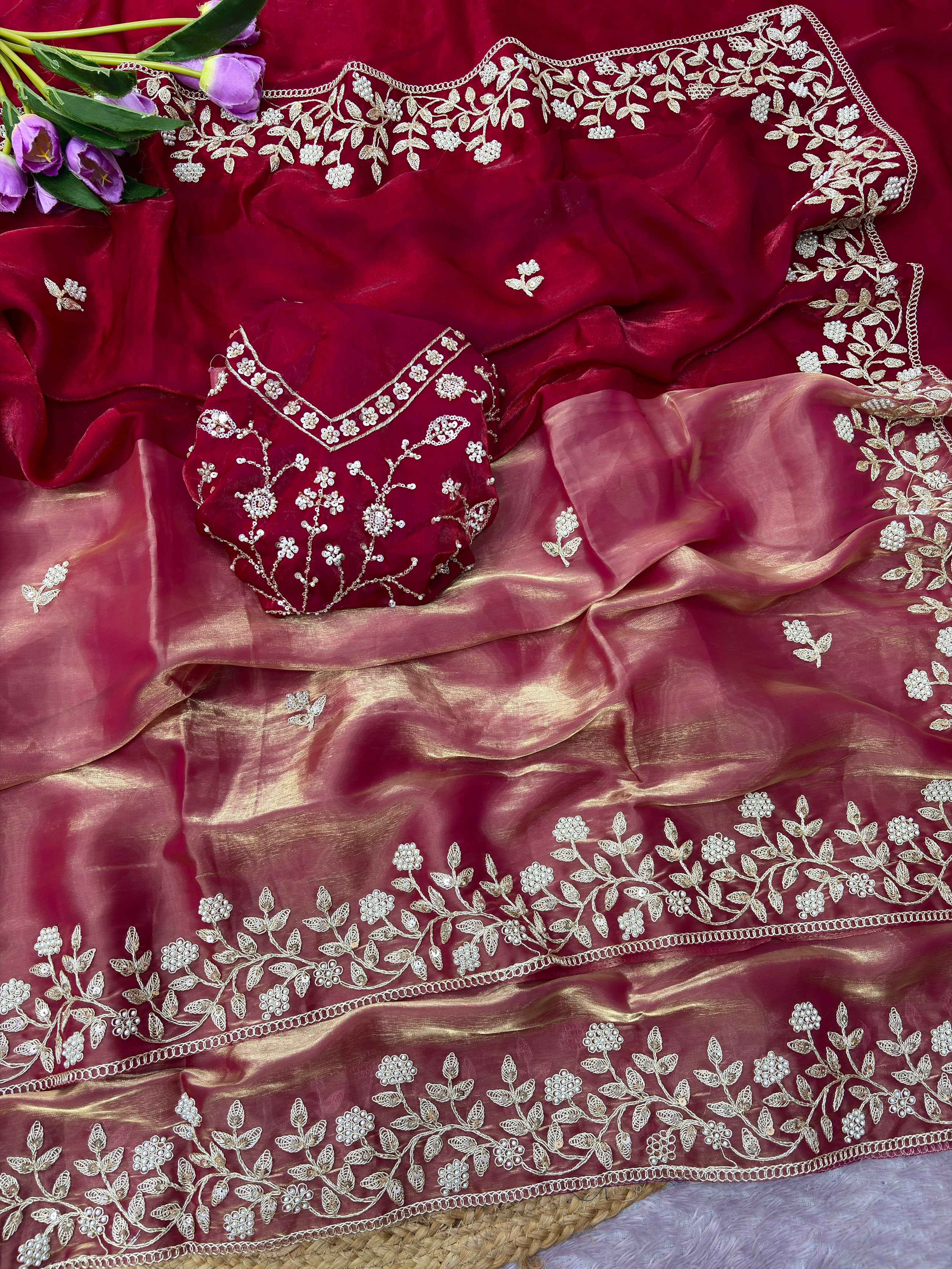 SPACE SILK SEQUENCE BRITS WORK SAREE