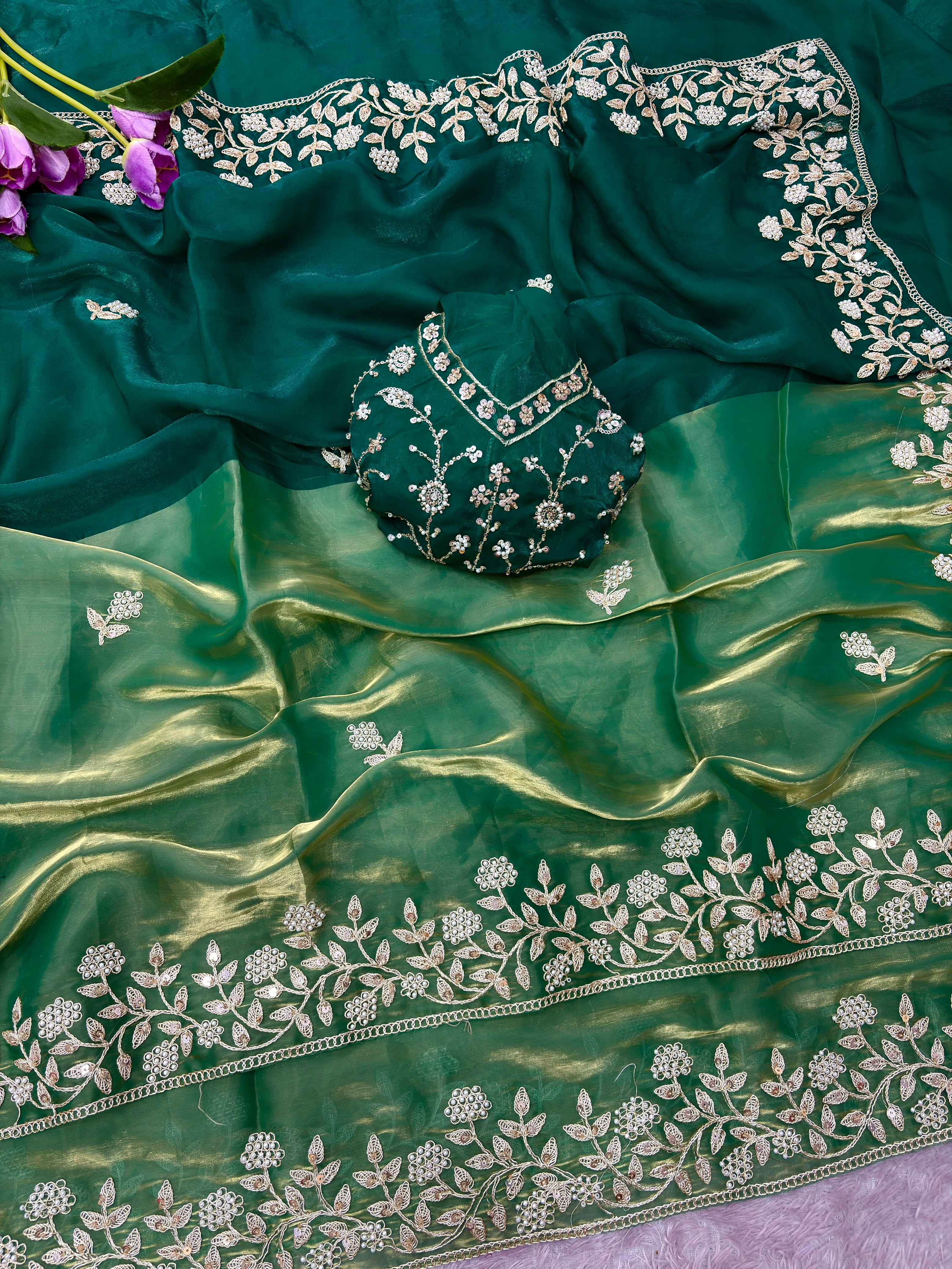 SPACE SILK SEQUENCE BRITS WORK SAREE