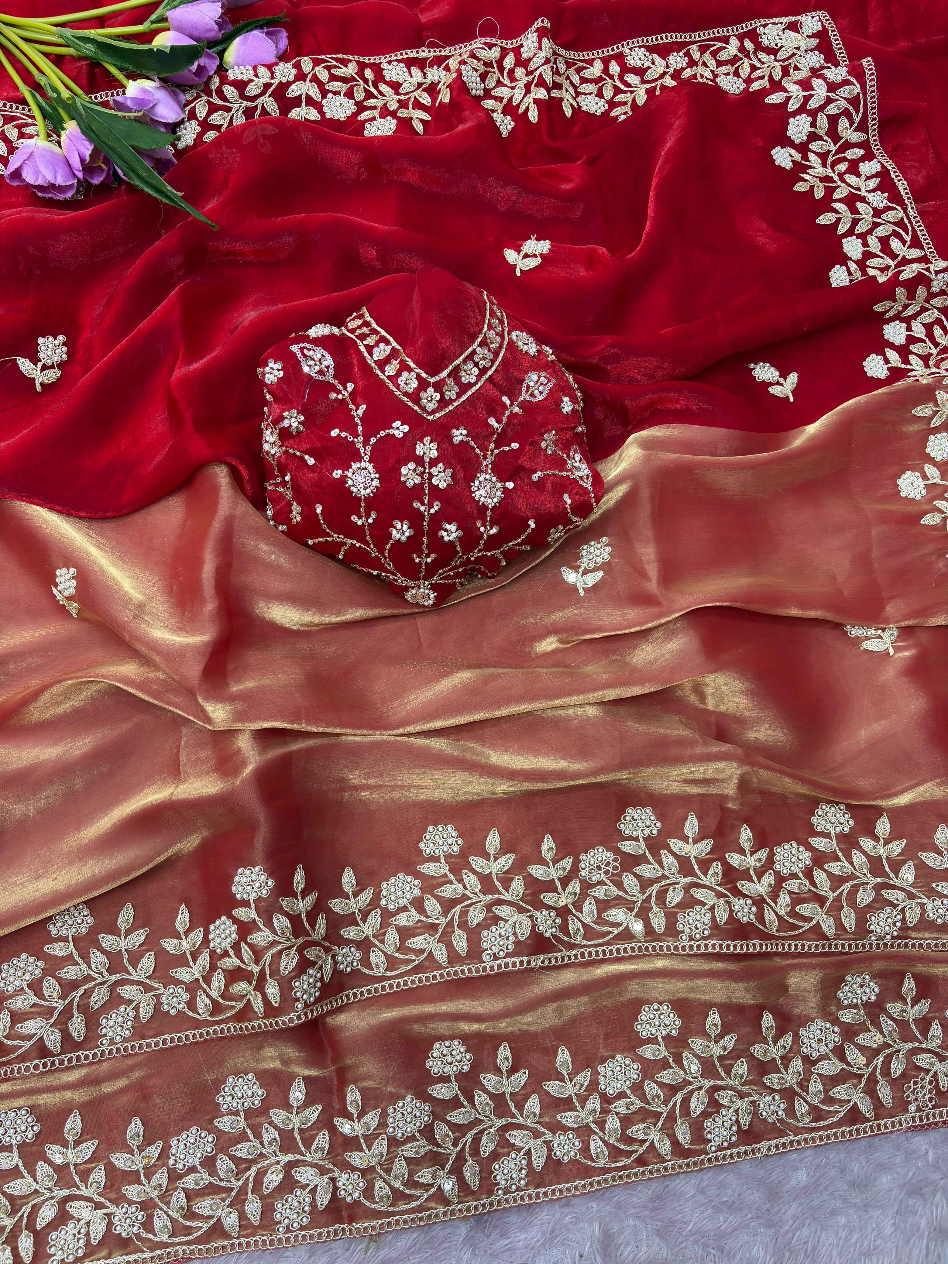SPACE SILK SEQUENCE BRITS WORK SAREE