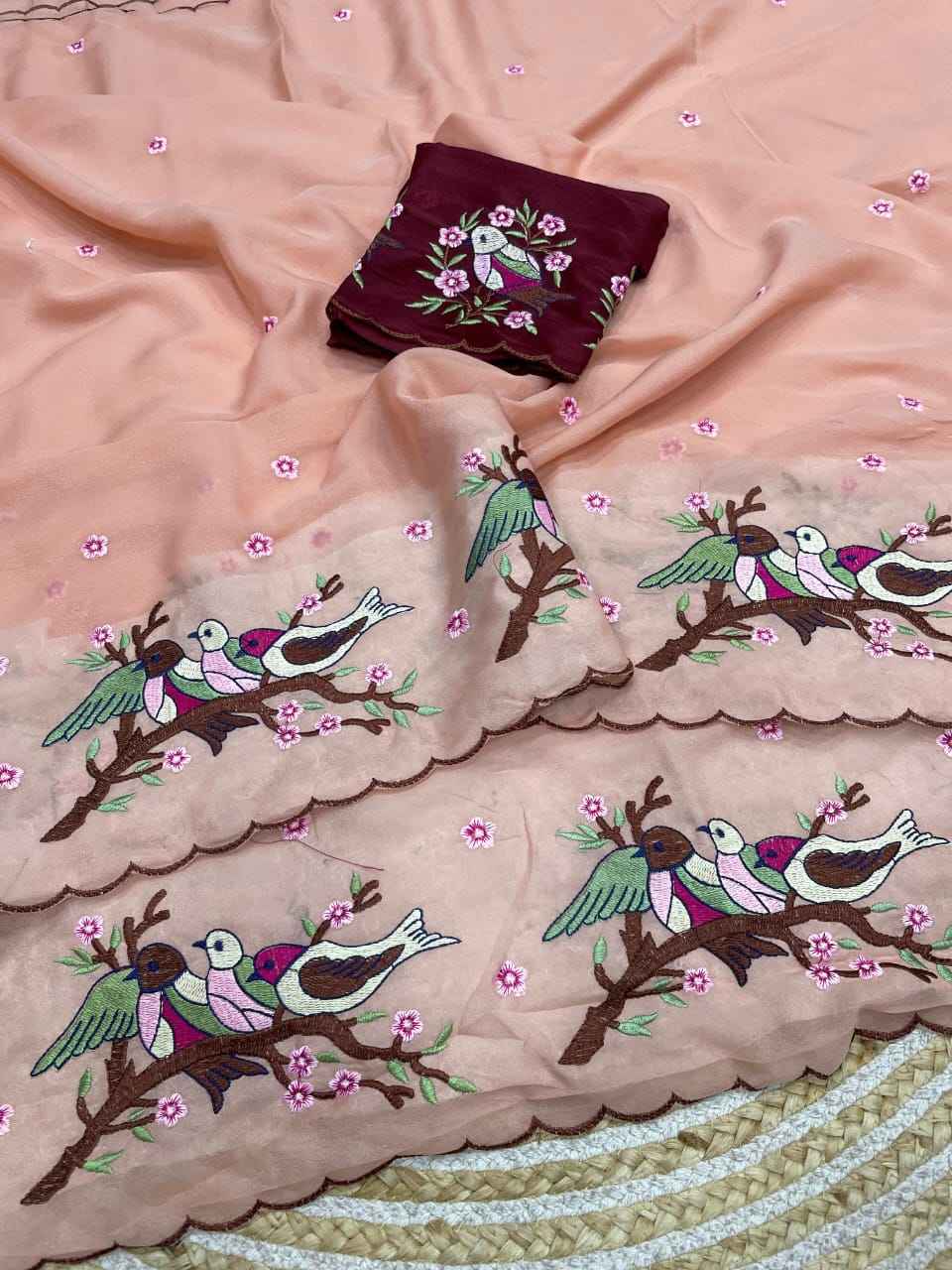 STAR GORGETTE MULTI EMBROIDERY WORK SAREE 