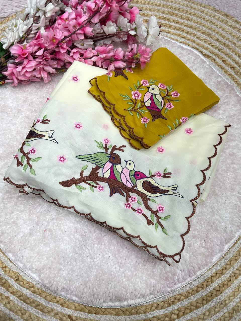 STAR GORGETTE MULTI EMBROIDERY WORK SAREE 