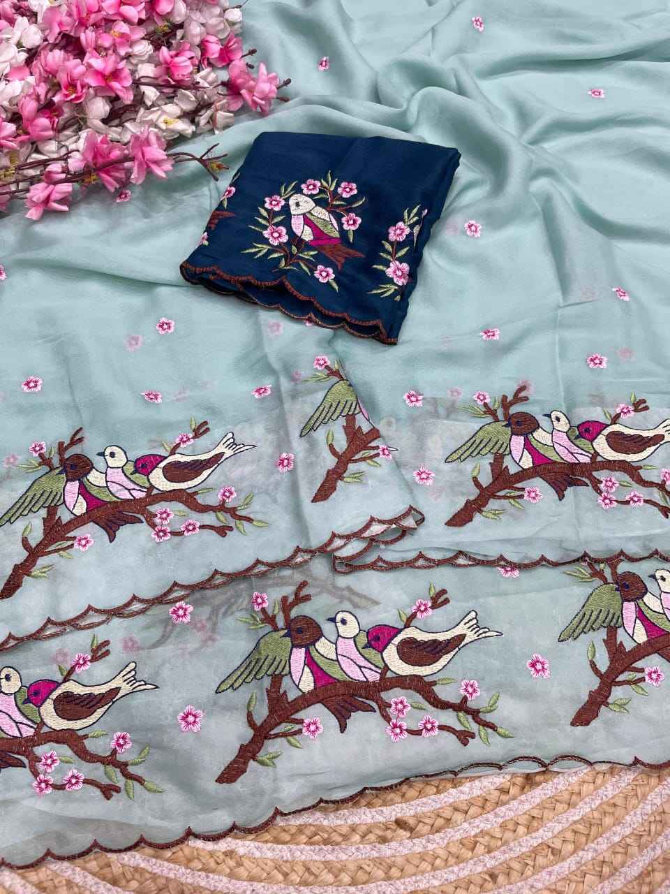 STAR GORGETTE MULTI EMBROIDERY WORK SAREE 