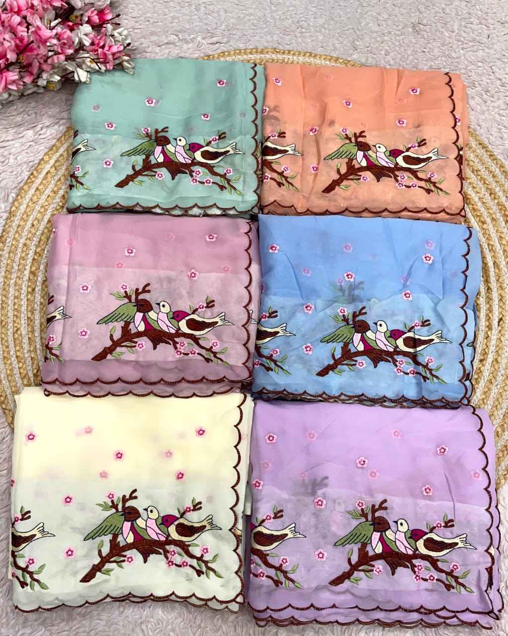 STAR GORGETTE MULTI EMBROIDERY WORK SAREE 