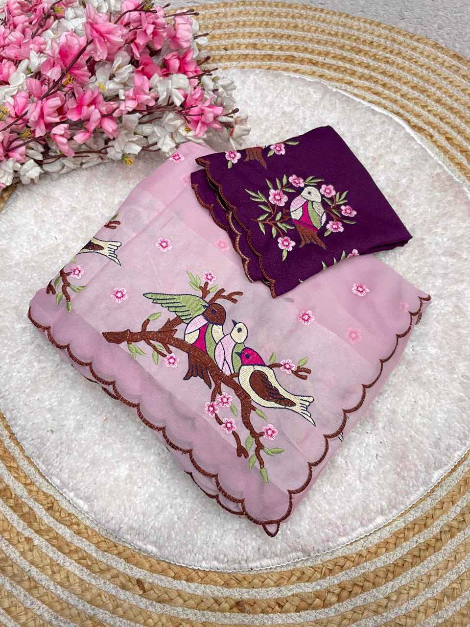 STAR GORGETTE MULTI EMBROIDERY WORK SAREE 