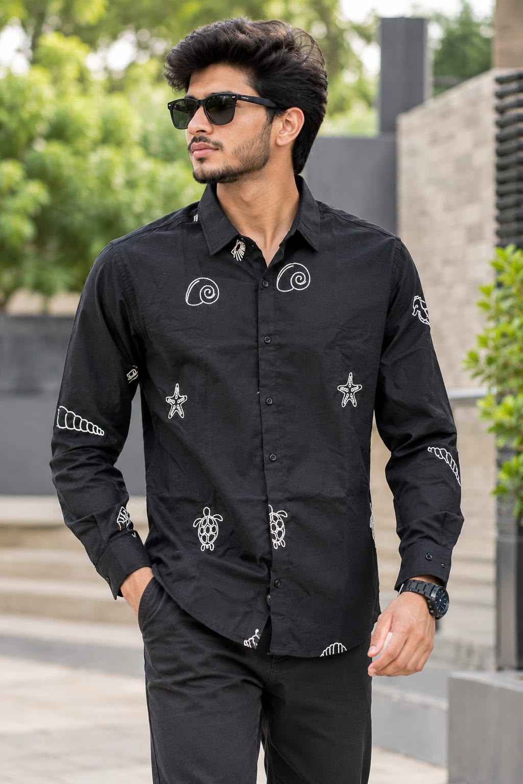 MENS EXCLUSIVE COTTON EMBRODARY WORK STYLISH SHIRT 