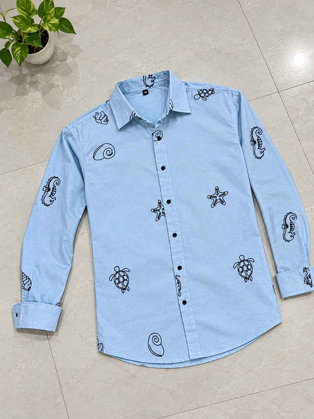 MENS EXCLUSIVE COTTON EMBRODARY WORK STYLISH SHIRT 