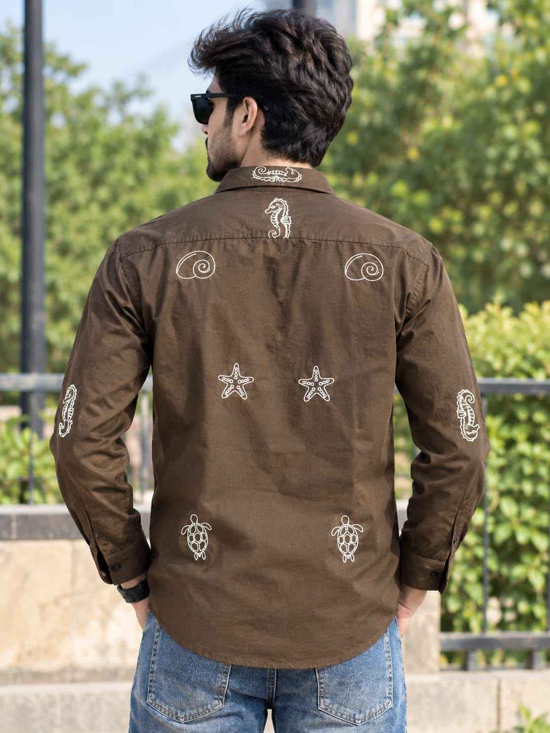 MENS EXCLUSIVE COTTON EMBRODARY WORK STYLISH SHIRT 