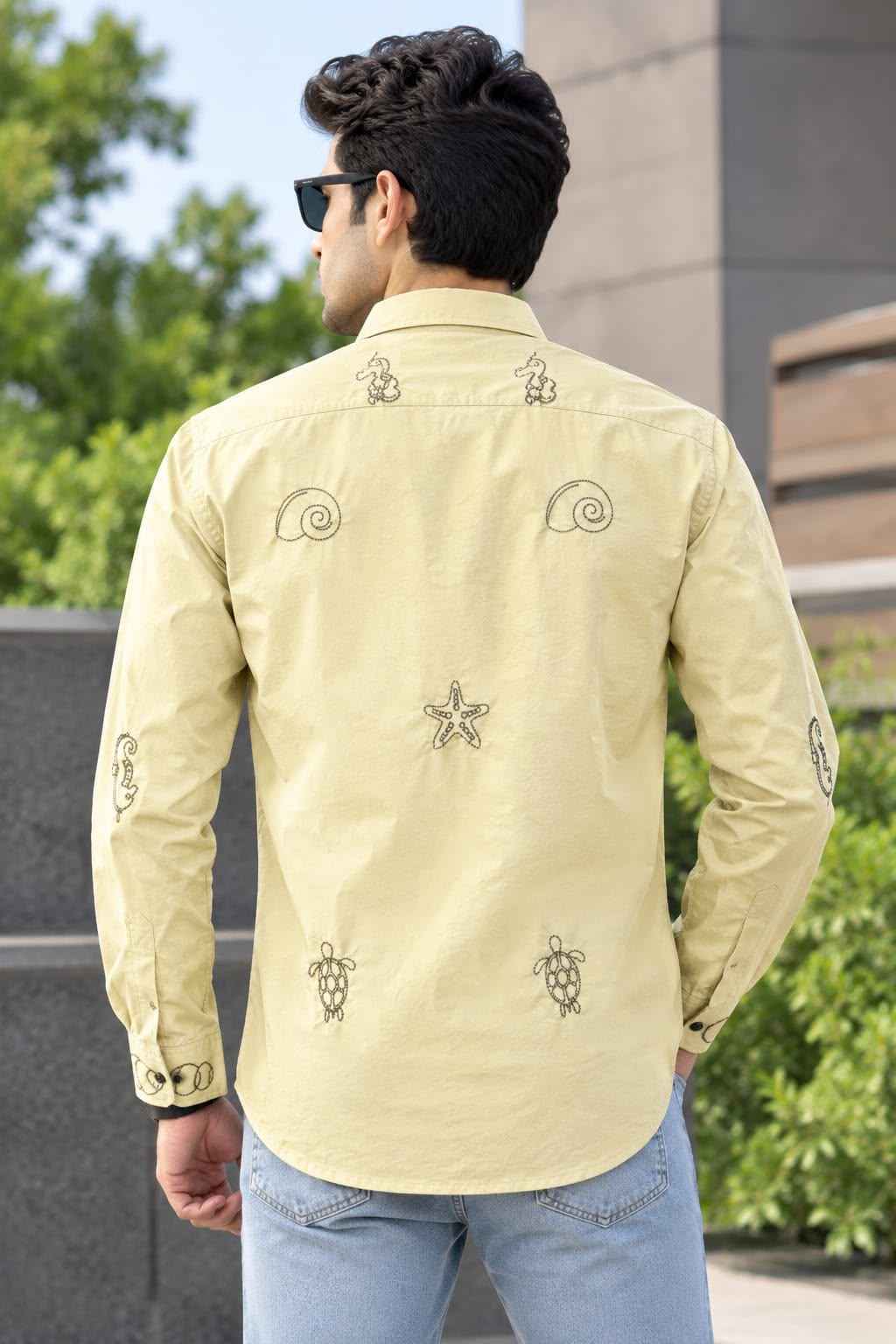 MENS EXCLUSIVE COTTON EMBRODARY WORK STYLISH SHIRT 