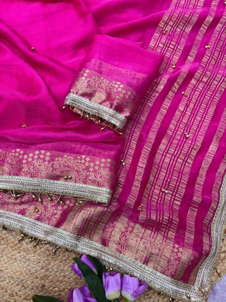 BANARASI SATTIN CHIFFON SILK GHUNGHROO WORK SAREE