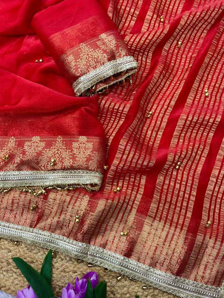 BANARASI SATTIN CHIFFON SILK GHUNGHROO WORK SAREE