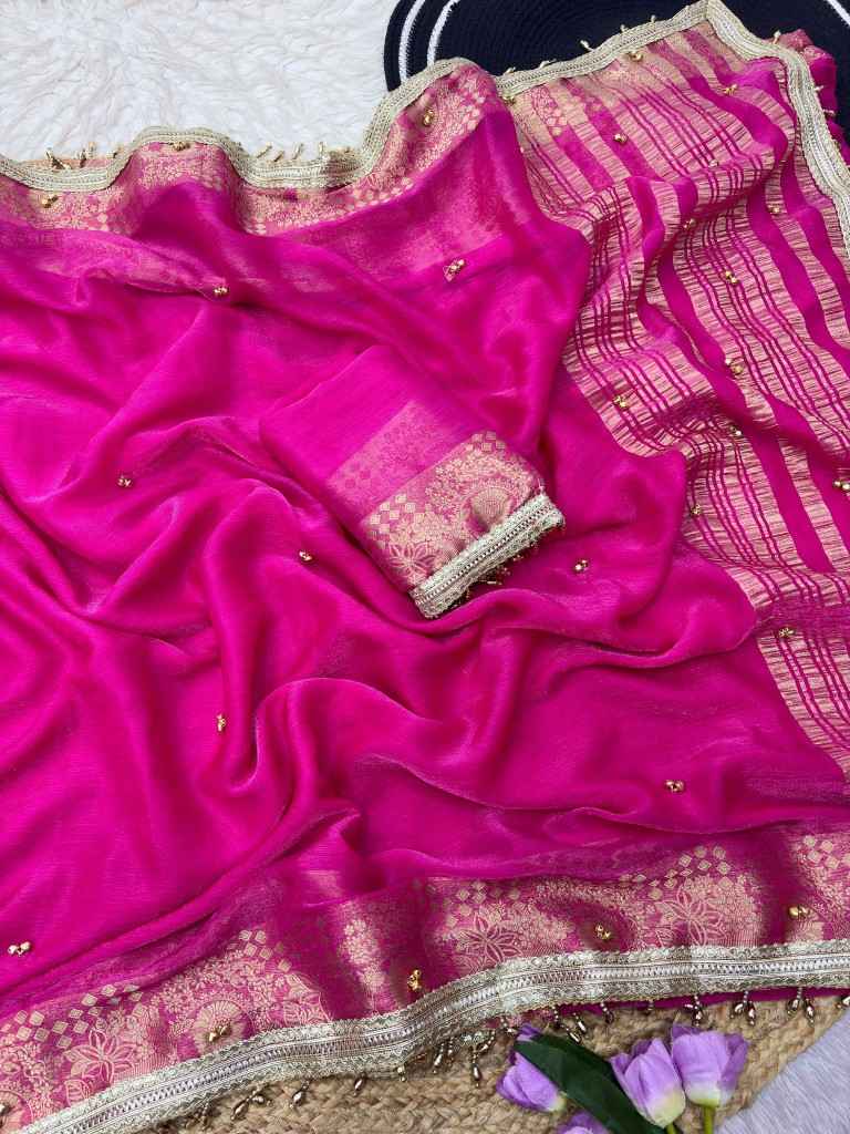 BANARASI SATTIN CHIFFON SILK GHUNGHROO WORK SAREE