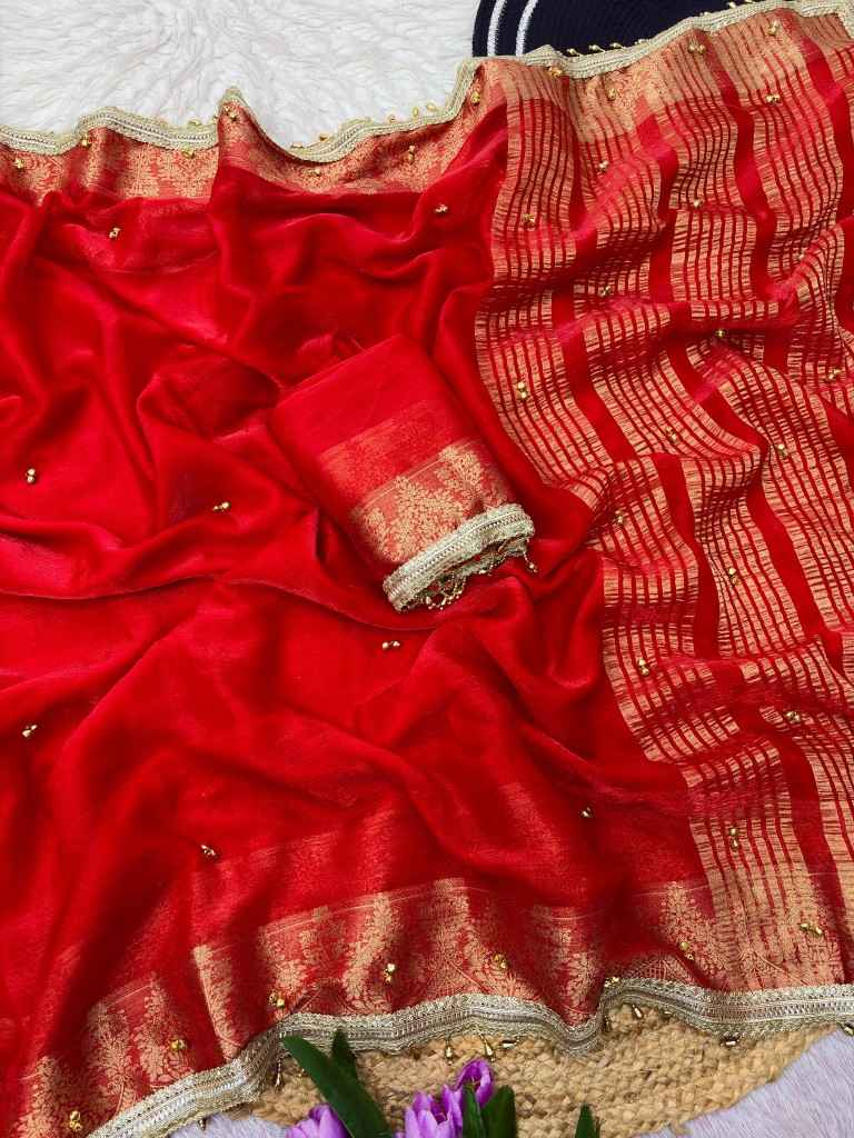 BANARASI SATTIN CHIFFON SILK GHUNGHROO WORK SAREE