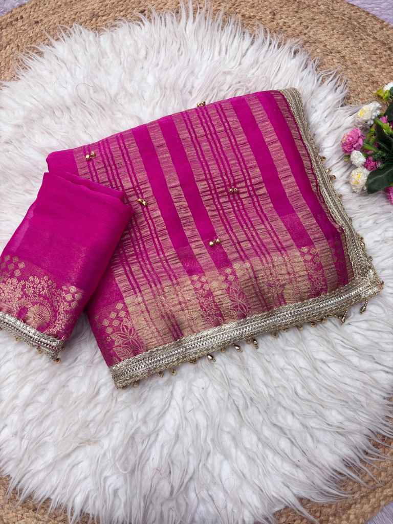 BANARASI SATTIN CHIFFON SILK GHUNGHROO WORK SAREE